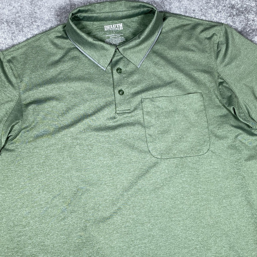 Duluth Trading Performance Polo Shirt Men's Large Green‎ Short Sleeve Stretch